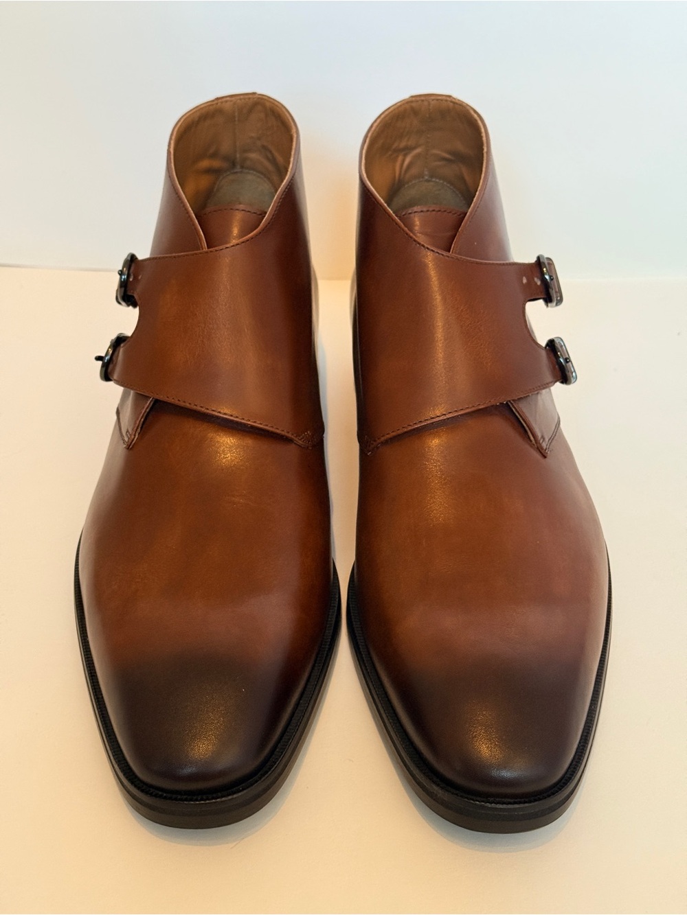 Bruno Magli Men's Double Monk Strap Boots - Cognac Brown